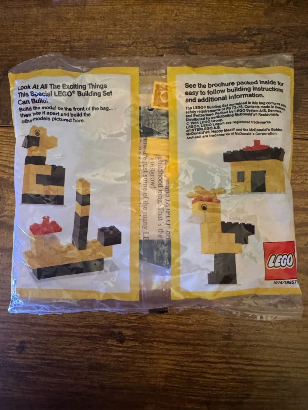 Vintage 1986 LEGO McDonalds Polybag Sealed Lot Of 3 Helicopter‎ Animal 19pc